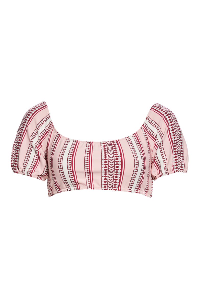 Neela Pouf Crop Bikini Top, Alternate, color, PINK C2