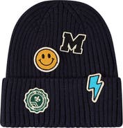 MiniMoi Kids' Happy Varsity Ribbed Knit Cuffed Beanie