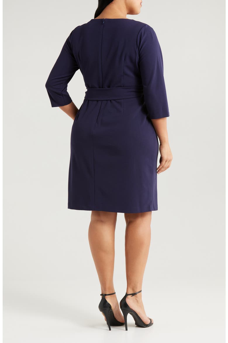 Side Tie Faux Wrap Sheath Dress, Alternate, color, MIDNIGHT NAVY