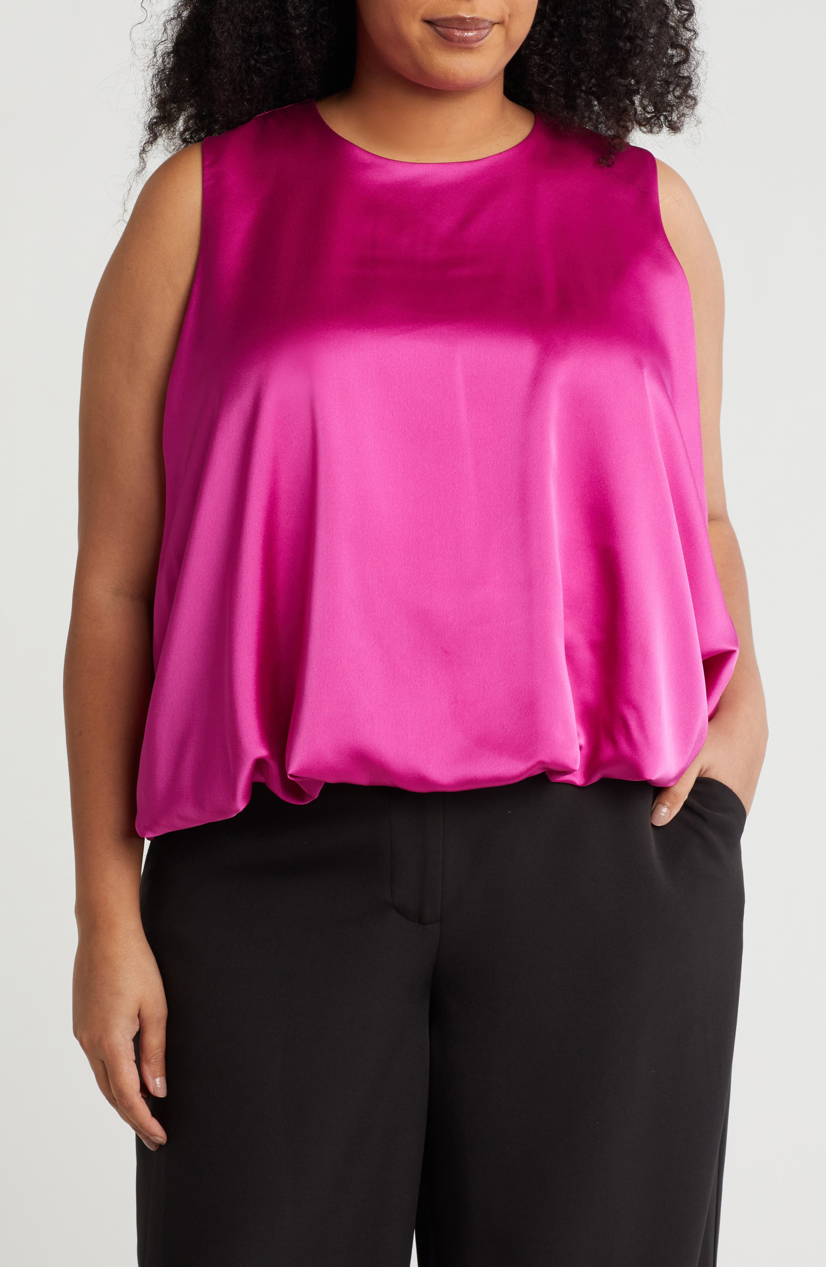 Bubble Hem Satin Tank - image 5