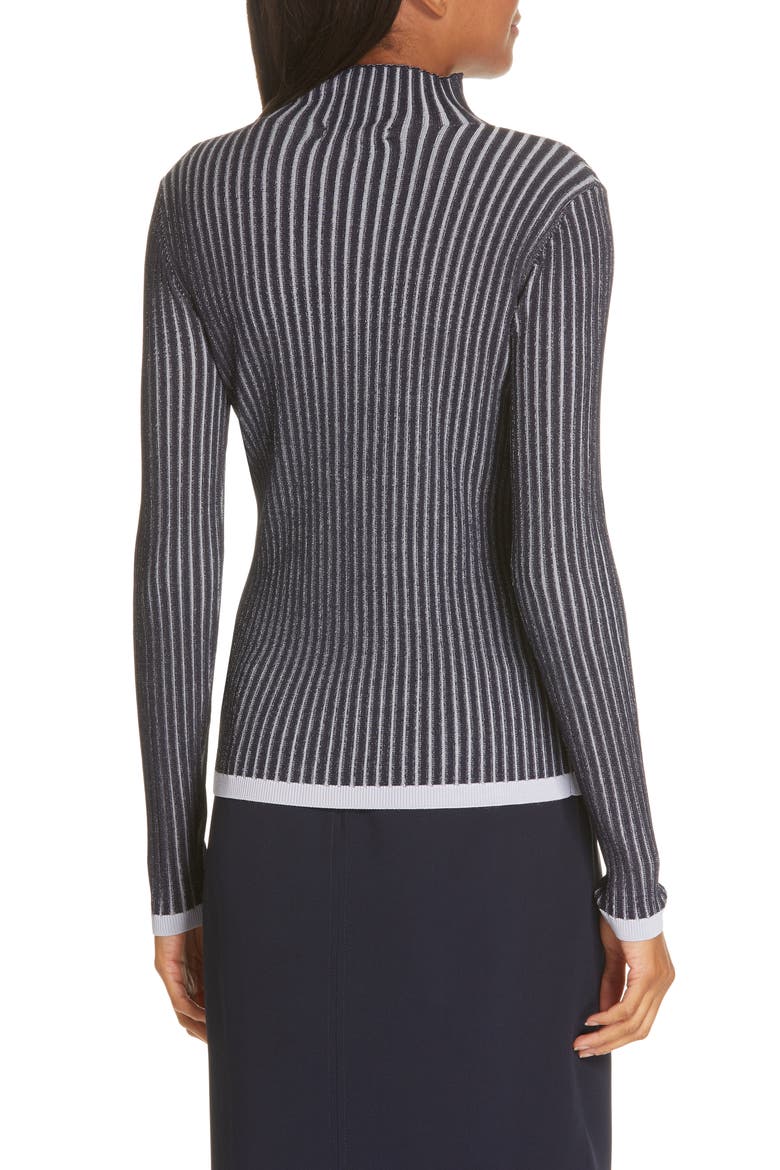 Stripe Ribbed Mock Neck Sweater, Alternate, color, NAVY ICELANDIC STRIPE