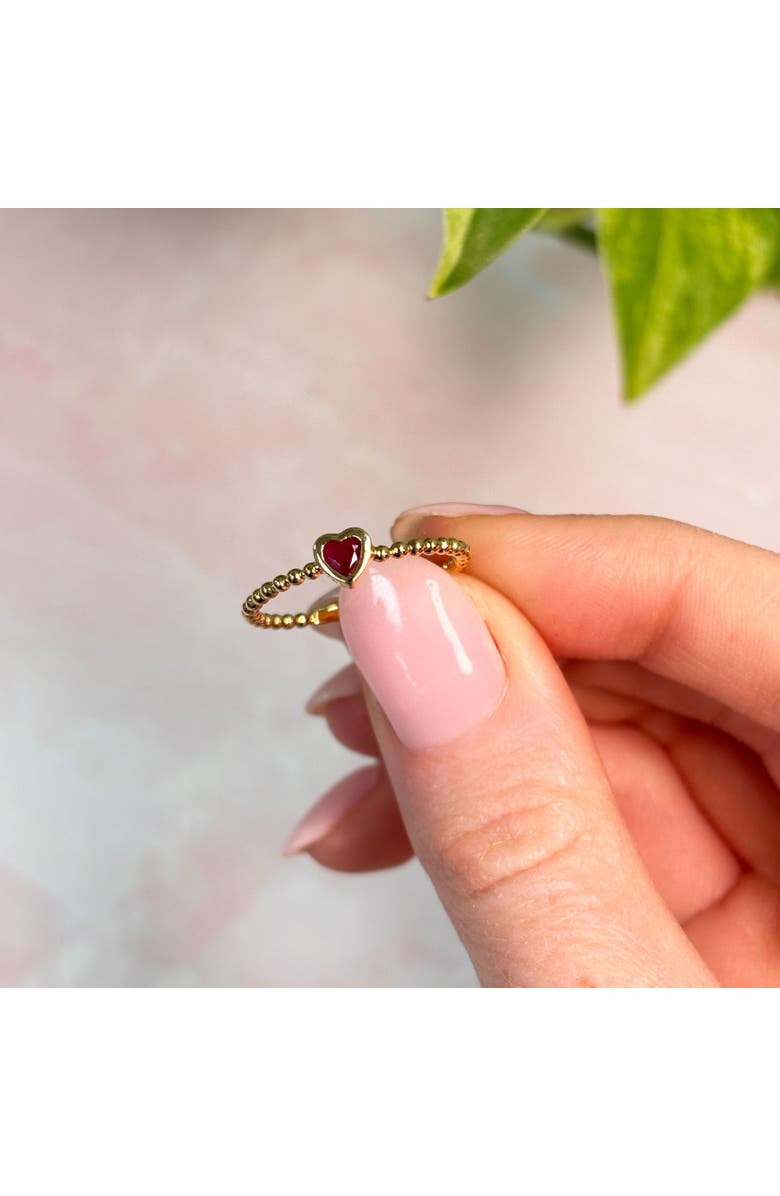 The Lovery Fine Jewelry Ruby Bezel Heart Ring, Alternate, color, Ruby