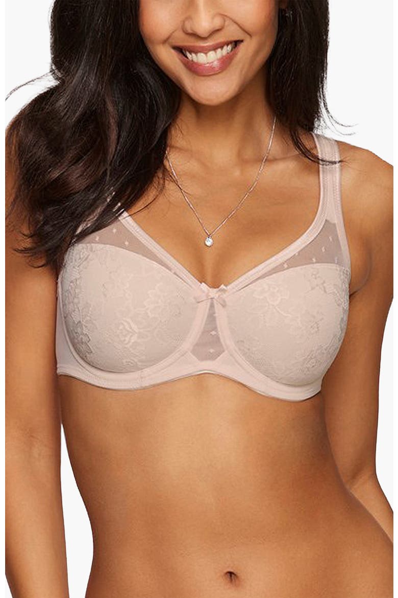 Lace Overlay T-Shirt Bra, Main, color, Rose