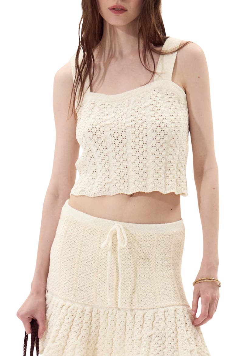 Capri Crop Pointelle Top, Main, color, OFF WHITE
