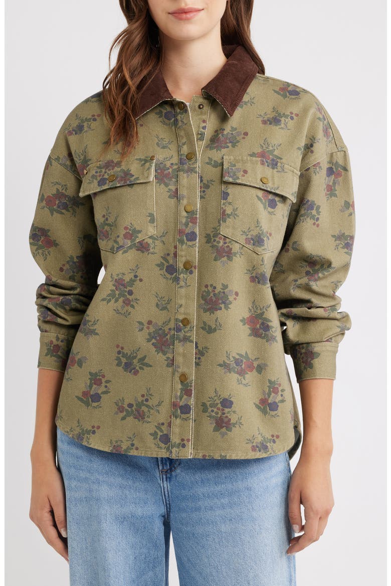 Leopard Print Cotton Denim Shacket, Alternate, color, FOREST MULTI