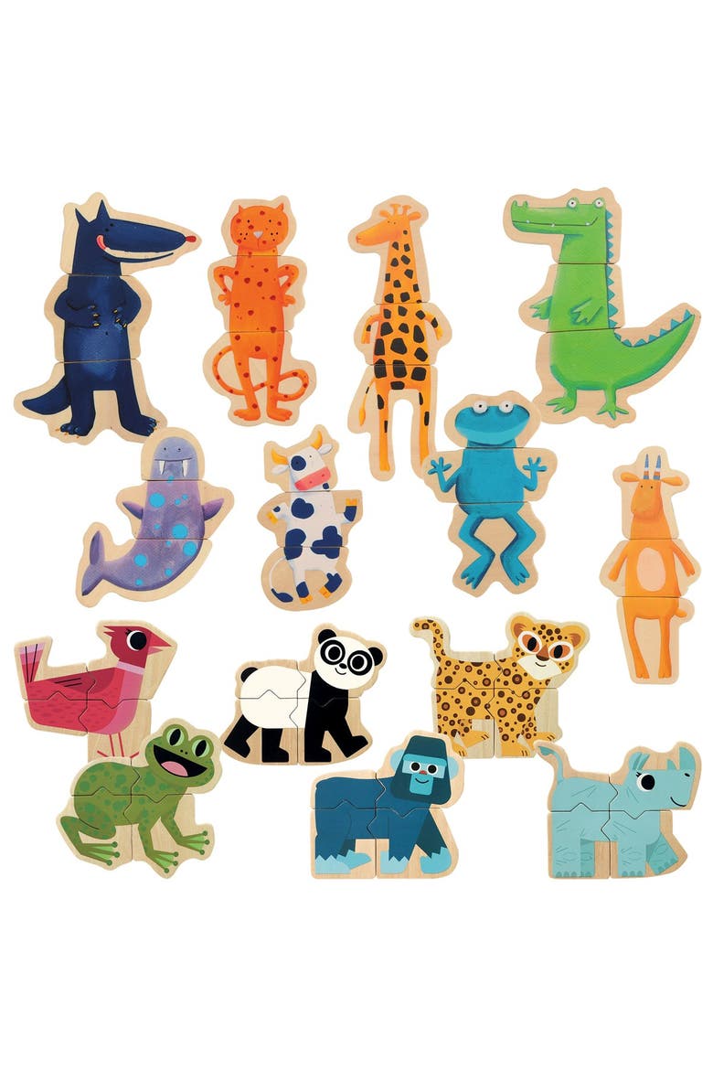 Magnetic Animal Puzzle Set - 14 Silly Animal Puzzles, Main, color, blue