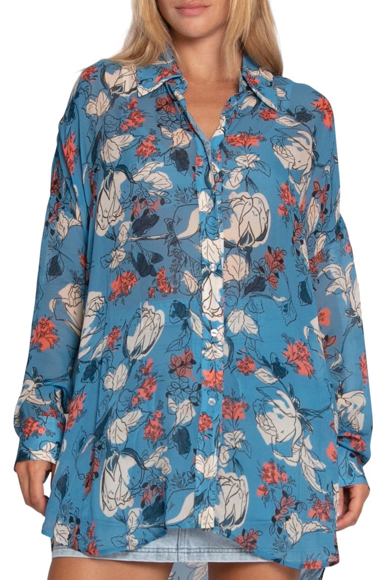 Because You Move Me Oversized Shirt, Alternate, color, Flora Blue