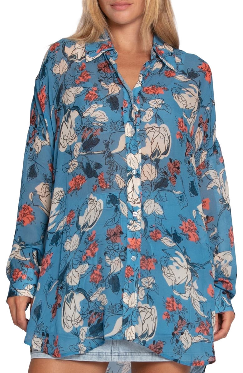 Belle & Bloom Because You Move Me Oversized Shirt, Alternate, color, Flora Blue