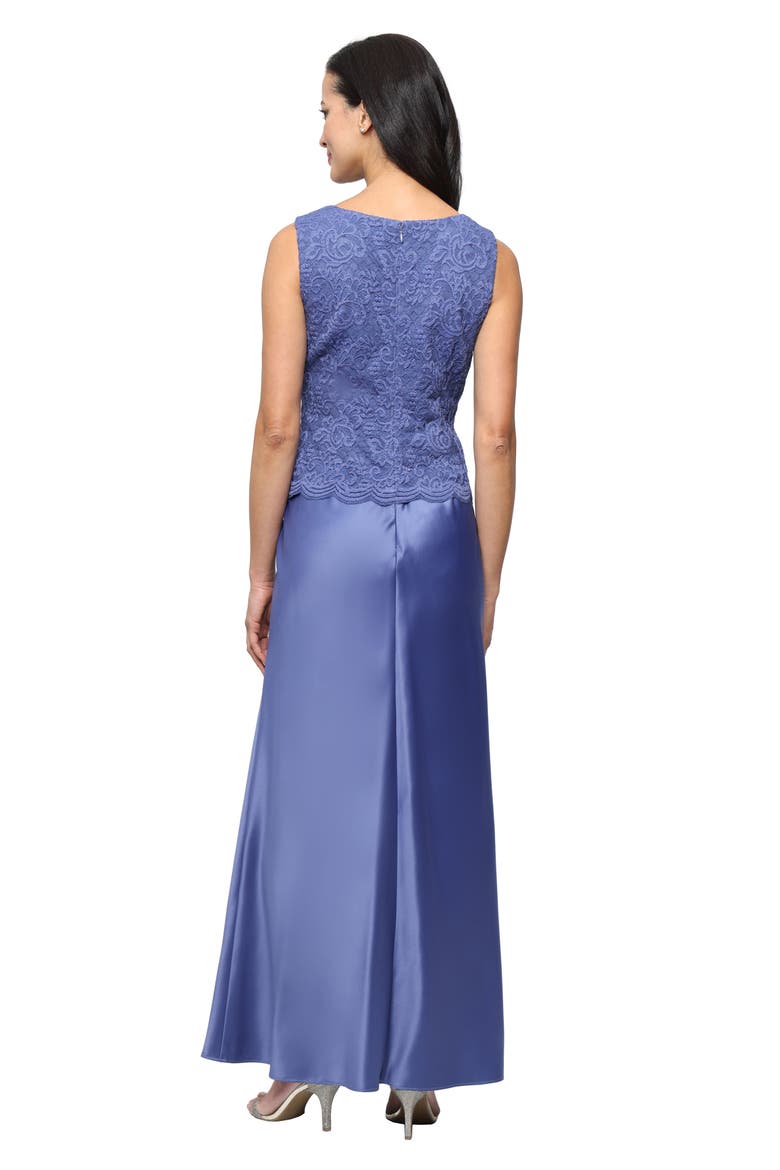 Embroidered Lace Mock Two-Piece Gown with Jacket, Alternate, color, CORNFLOWER