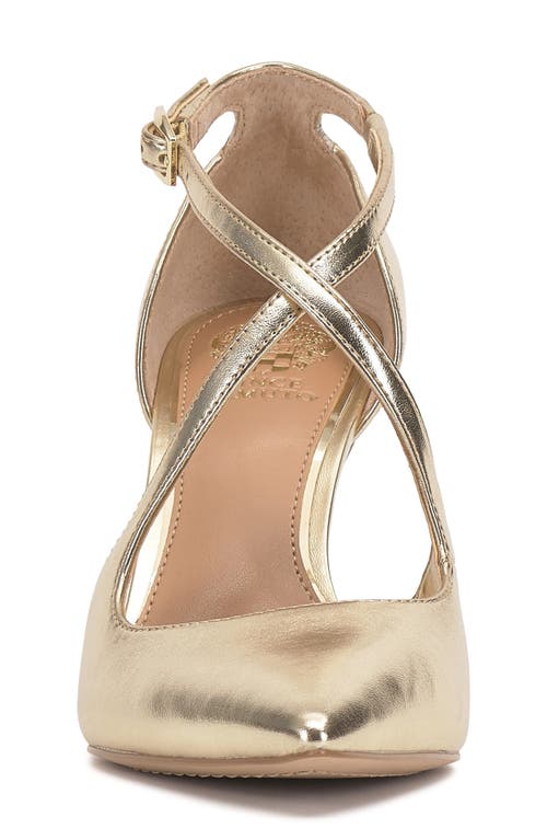 Vince Camuto Noreta Ankle Strap Pointed Toe Pump In Gold