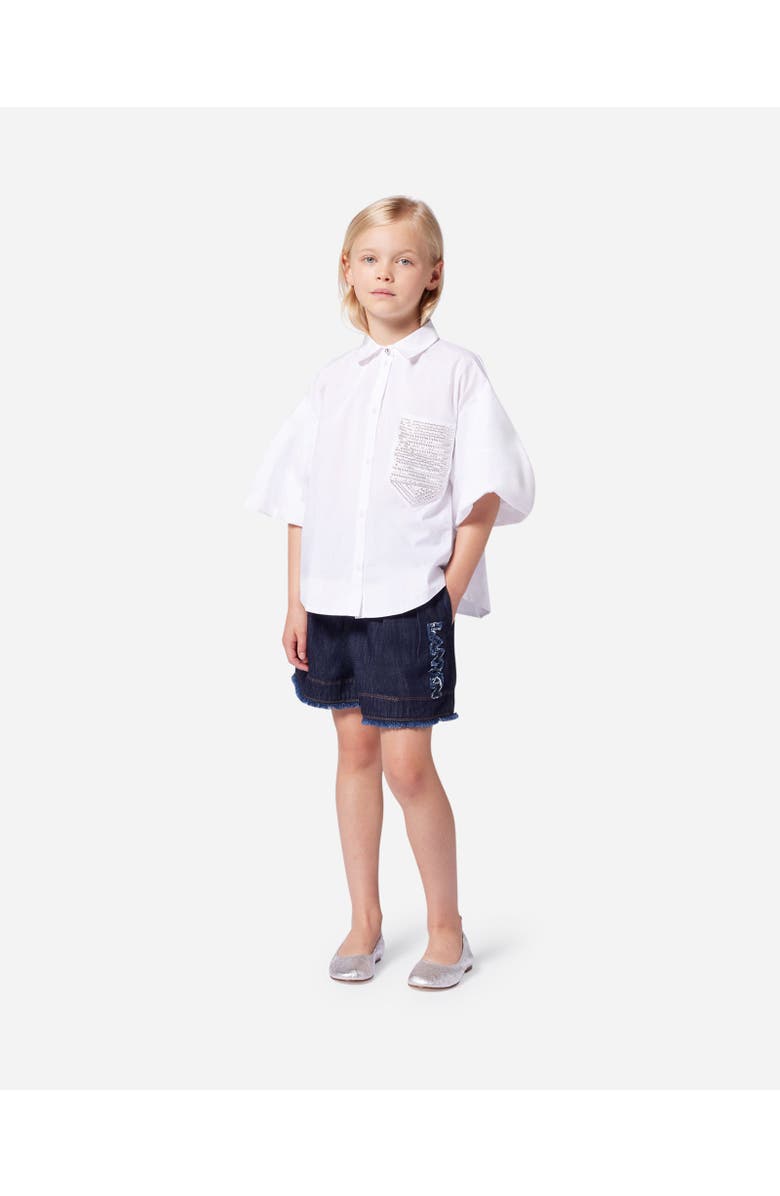 Lanvin KIDS DENIM SHORTS WITH LOGO, Alternate, color,