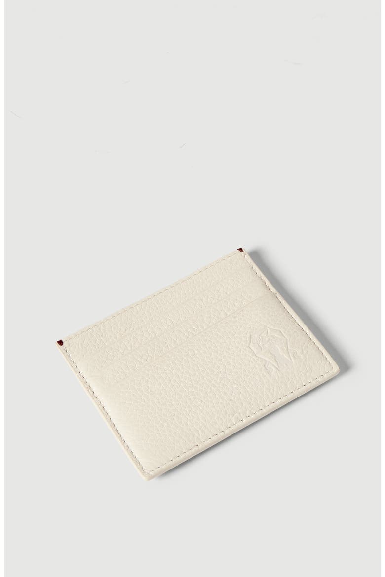 Fine grain calfskin card holder, Alternate, color, Chalk