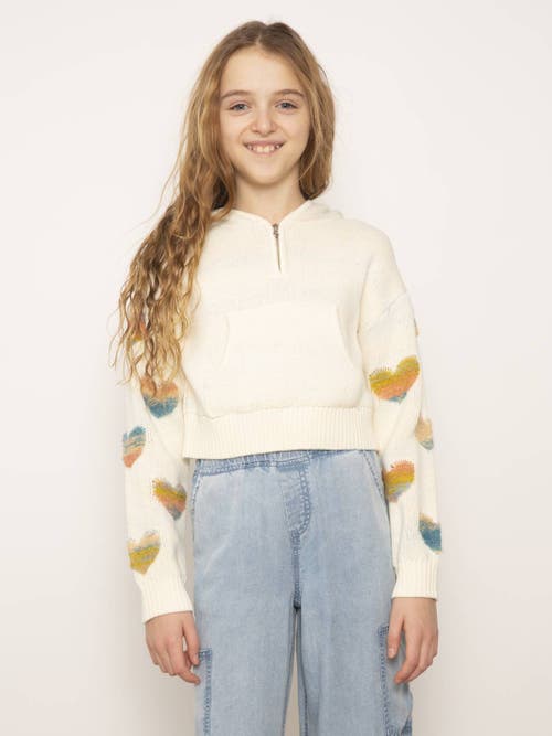 Central Park West Kids'  Janna Textured Hearts Hoodie In Neutral