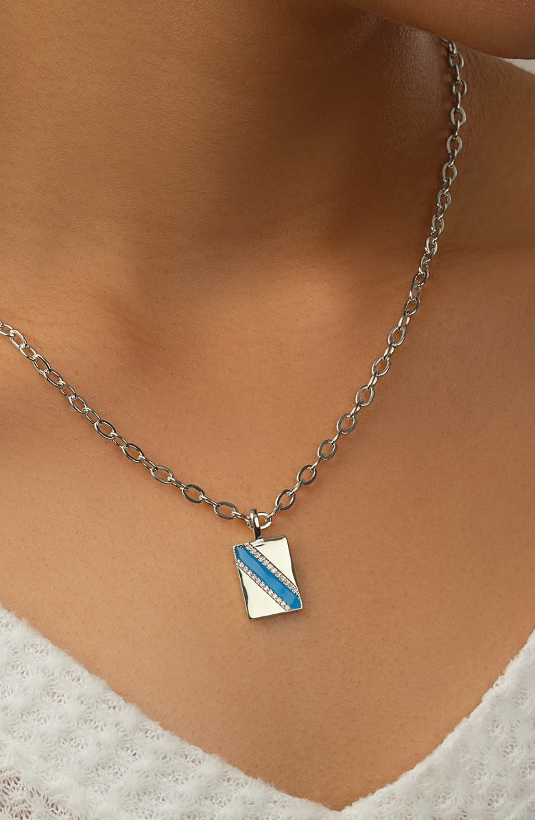 Sterling Forever Calliope Enamel Rectangle Pendant Necklace, Alternate, color, 