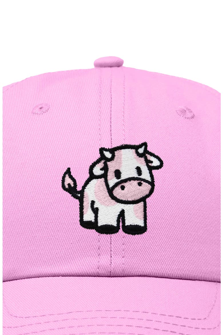 Strawberry Cow Embroidered Cap, Alternate, color, Light Pink