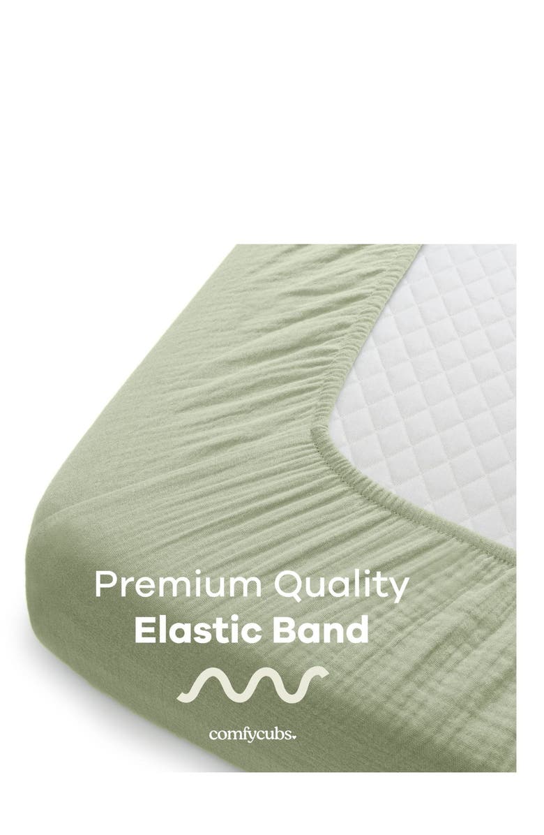 Comfy Cubs Muslin Fitted Crib Sheet, Alternate, color, Sage