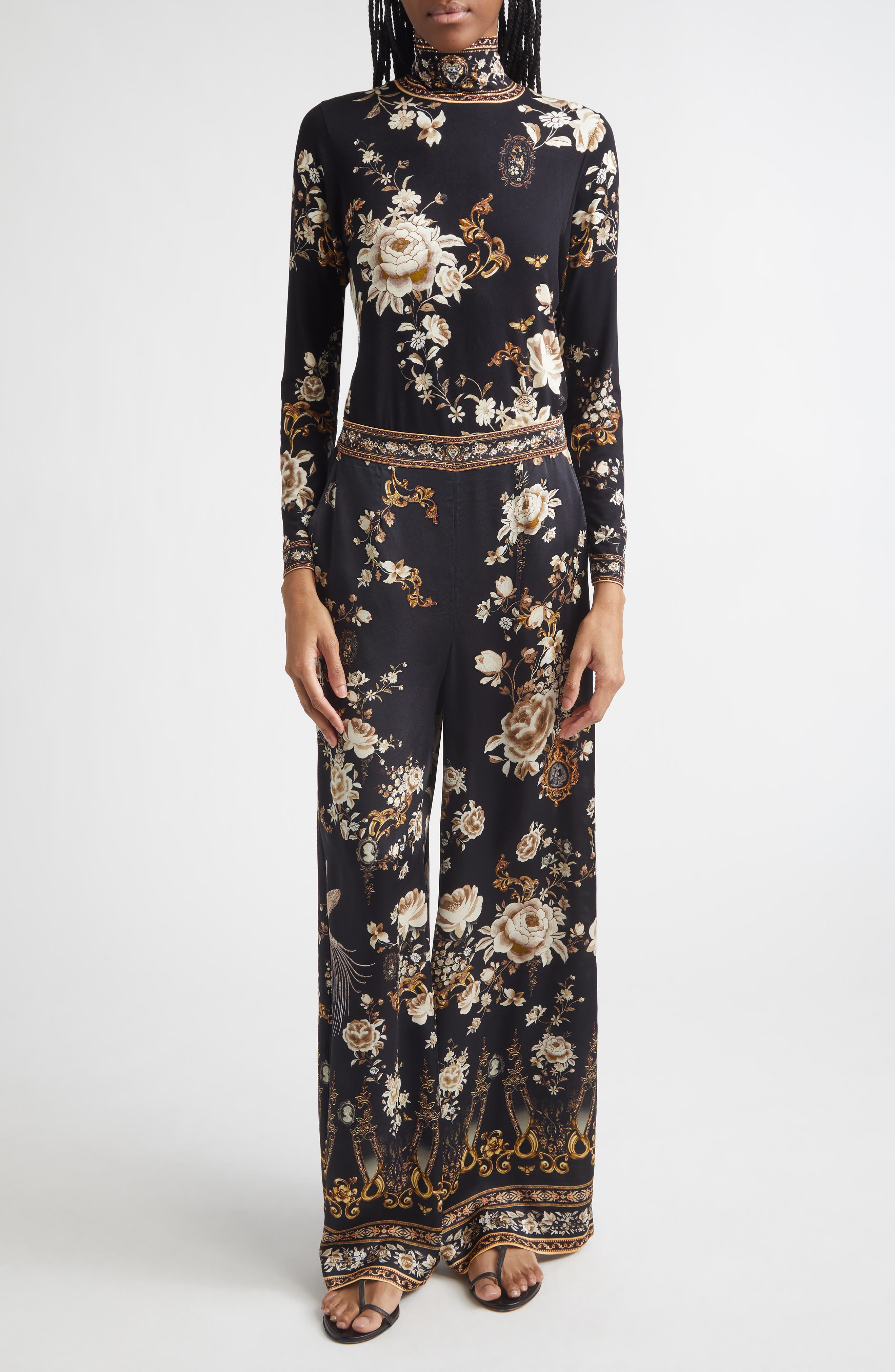 Flamenco Folklore Print Jersey Turtleneck Top - image 2
