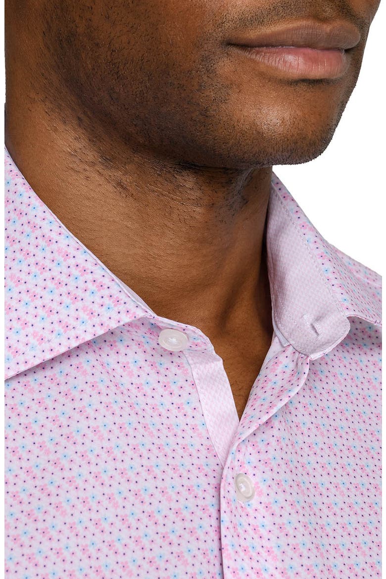 Faint Floral Performance Dress Shirt, Alternate, color, WHITE/ PINK