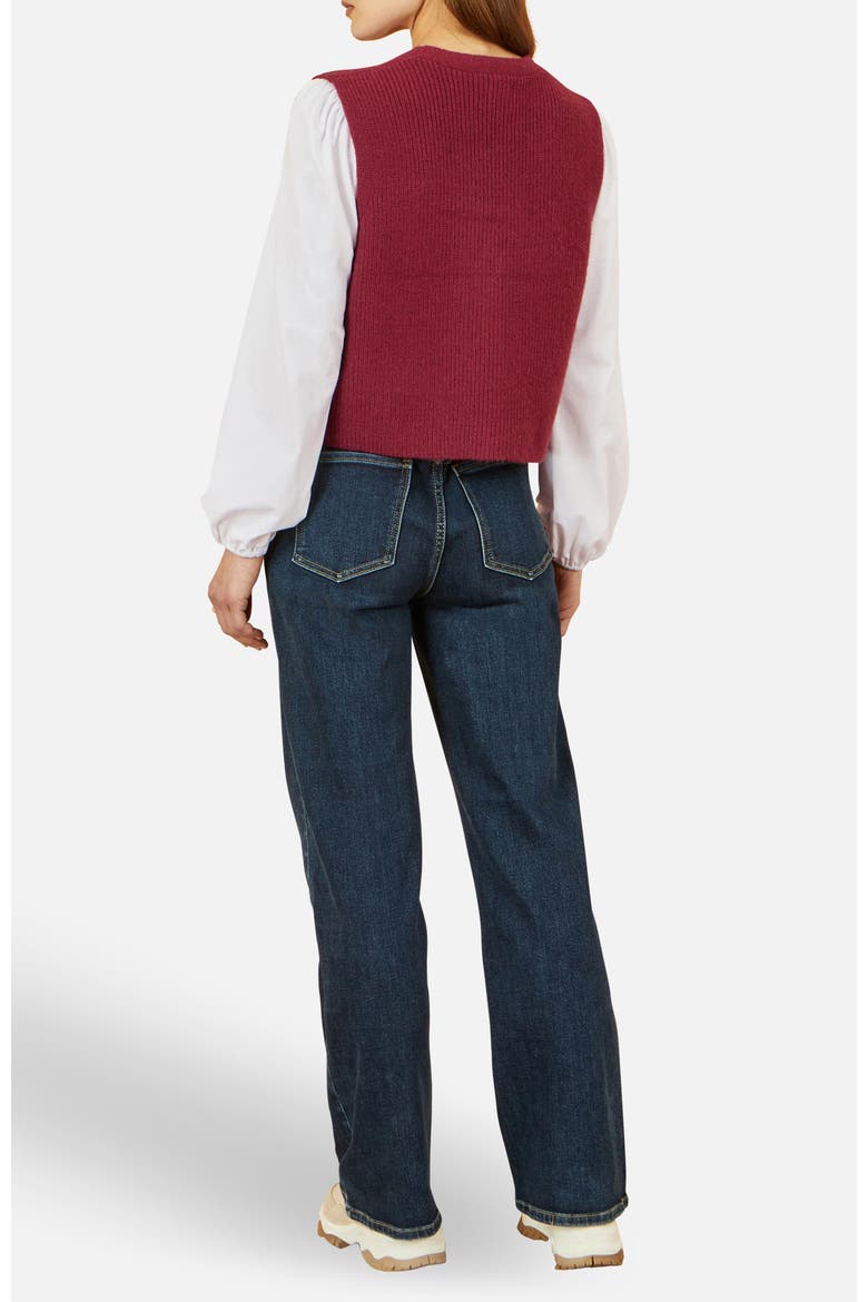 Knitted Pullover Waistcoat, Alternate, color, Burgundy