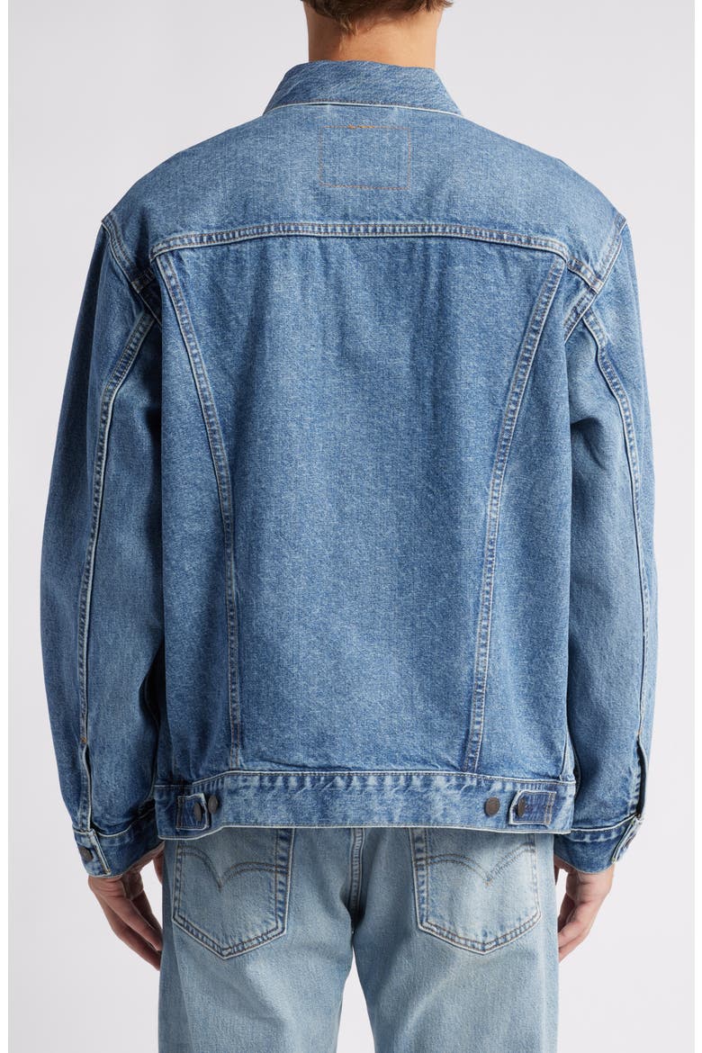 Relaxed Fit Denim Trucker Jacket, Alternate, color, ONE TO REMEMBER CIRCULAR