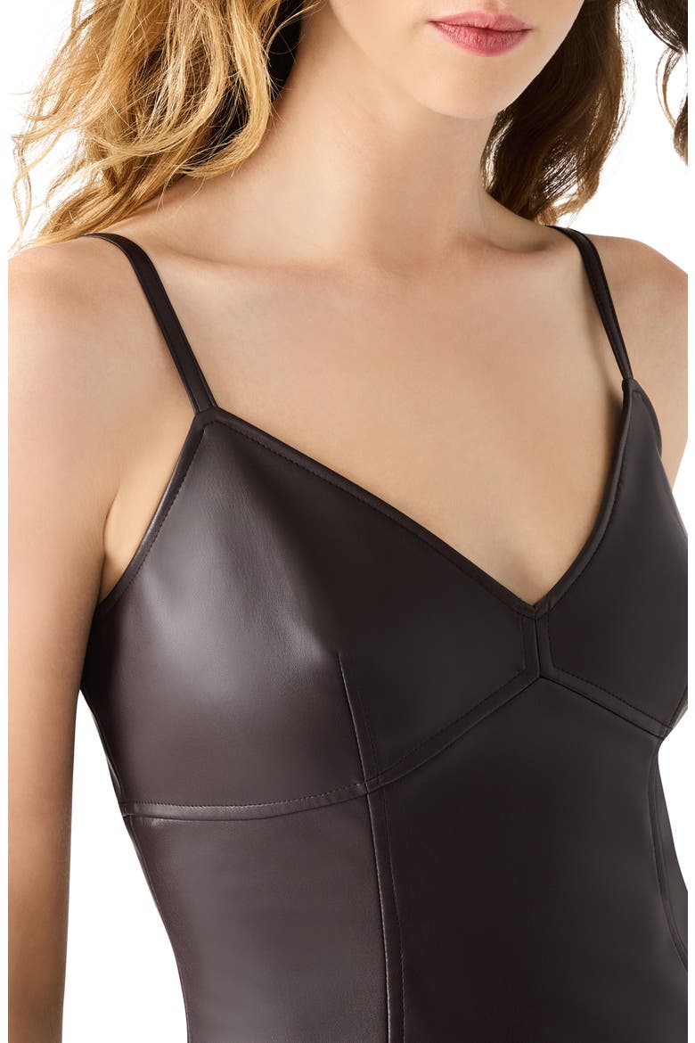 Abbott Faux Leather Minidress, Alternate, color, FOSSIL BROWN