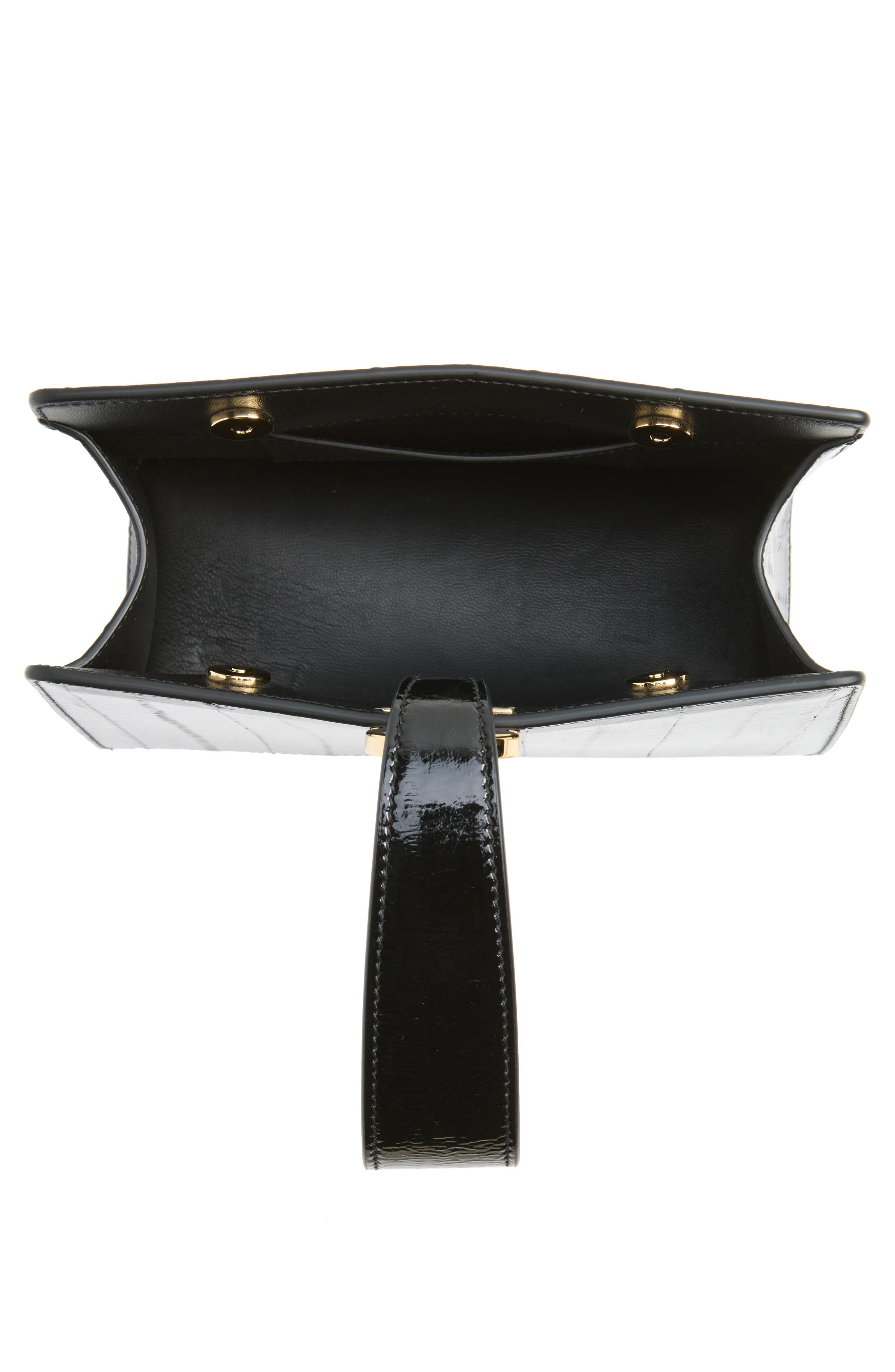 Double Gancio Patent Leather Clutch, Alternate, color, NERO