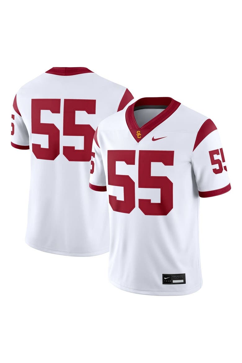 Men's Nike #55 White USC Trojans Limited Away Game Jersey, Main, color, White