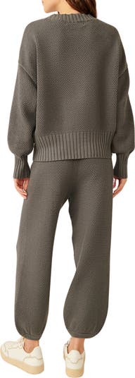 Free People Hailee Waffle Stitch Cardigan & Pants | Nordstrom