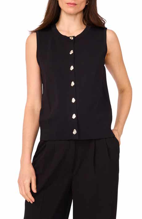 Vince Camuto Crewneck Button-Up Sweater Vest