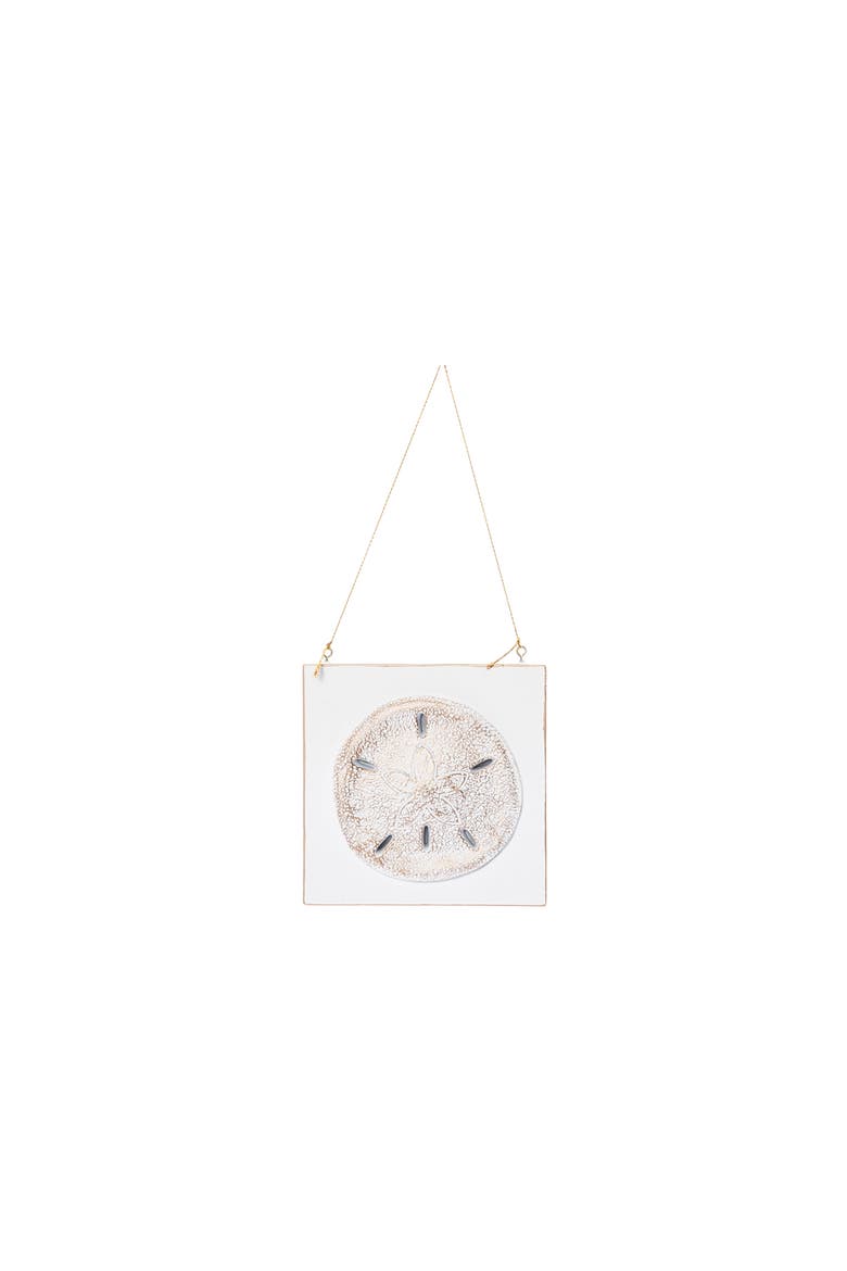Sand Dollar Ceramic Coastal Christmas Tree Ornament, Main, color, White