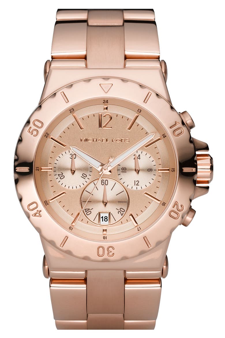 Michael Kors Rose Gold Chronograph Watch, Main, color, ROSE GOLD