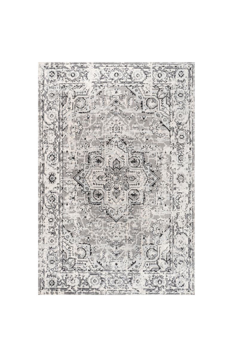 JONATHAN Y Denia Ornate Geometric Medallion Area Rug, Alternate, color, Dark Gray