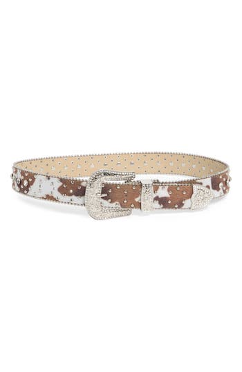 Vince Camuto Western Studded Animal Print Belt In Brown