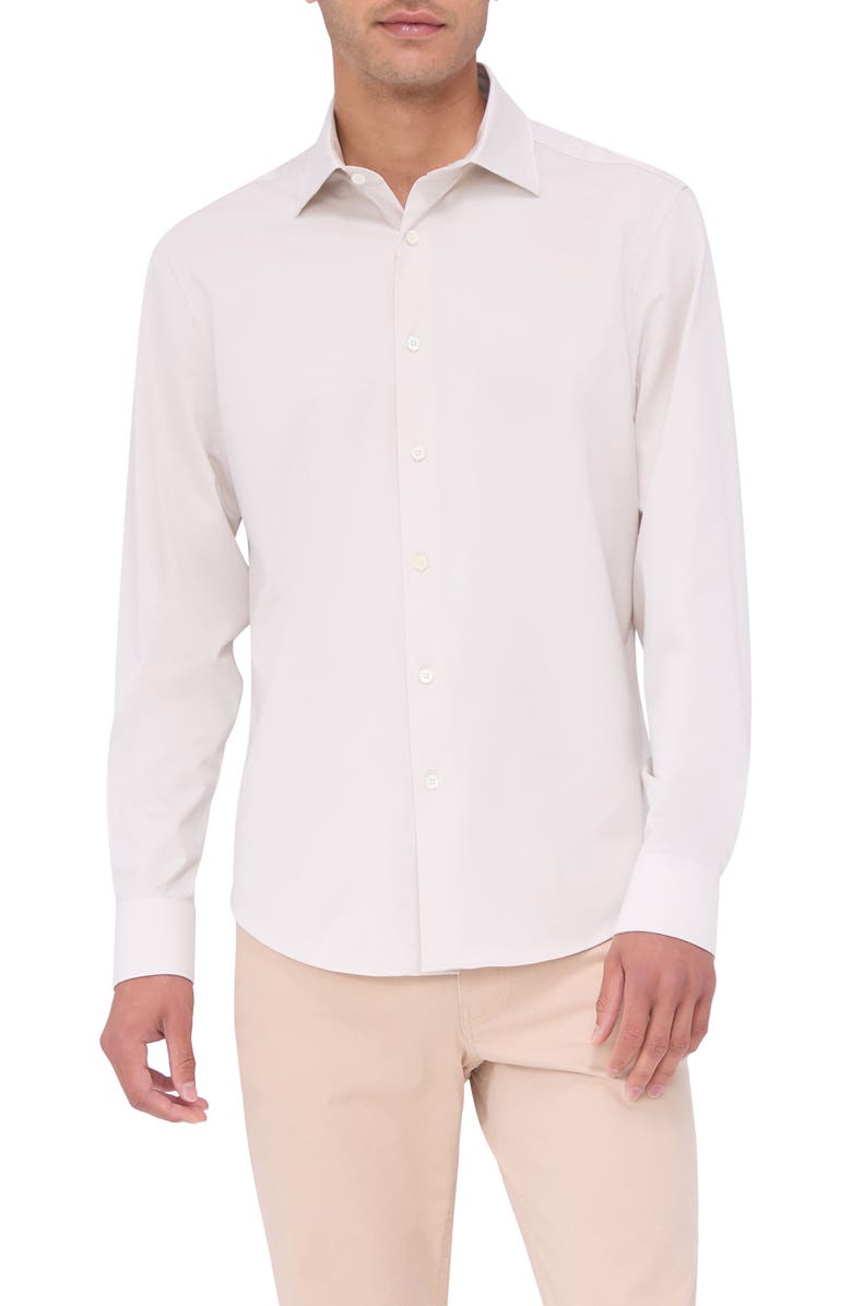 Bugatchi James OoohCotton<sup>®</sup> Button-Up Shirt, Main, color, Stone