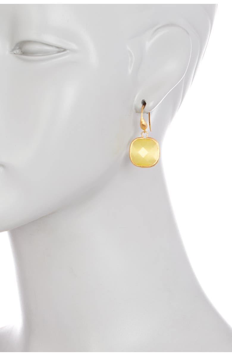 RIVKA FRIEDMAN Faceted Cushion Yellow Cat's Eye Crystal Dangle Earrings, Main, color, 