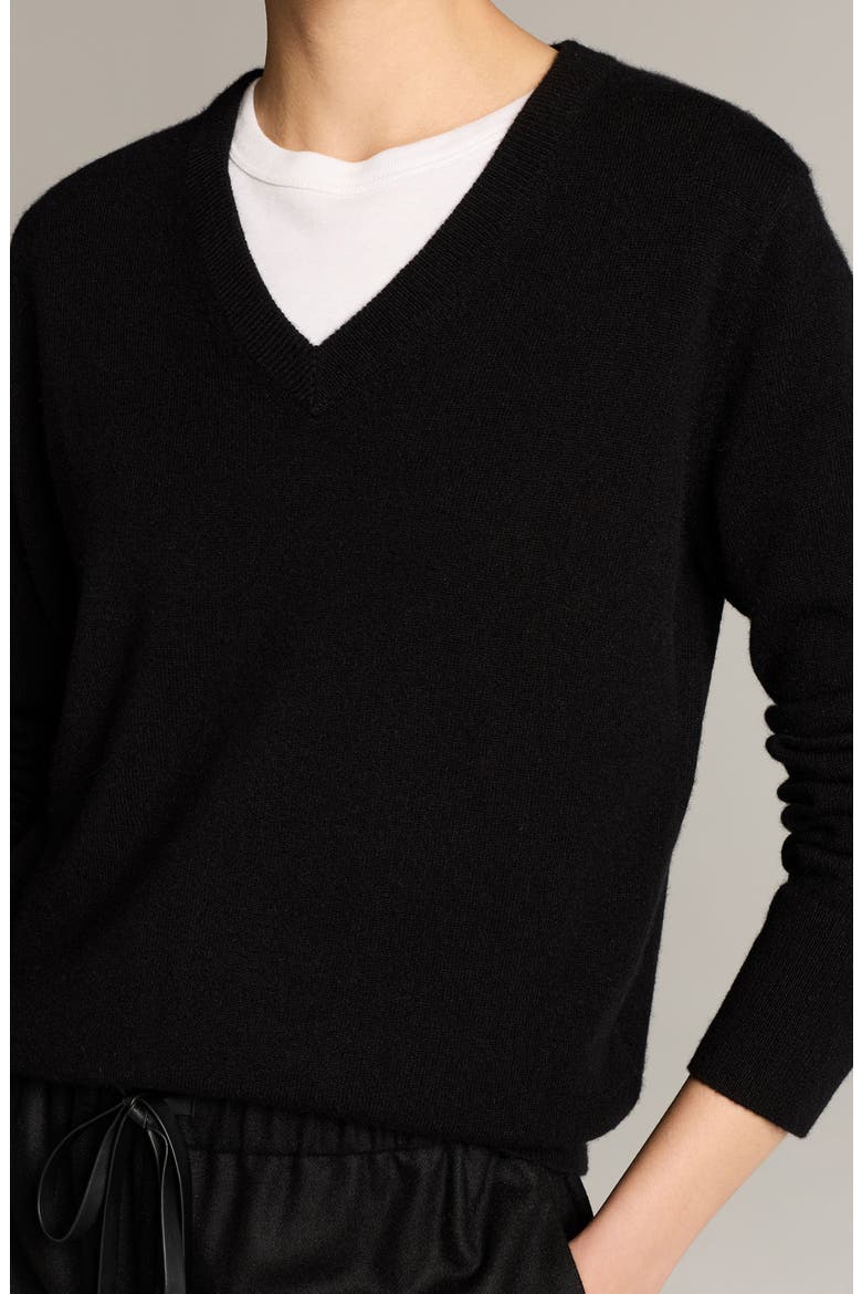 V-Neck Cashmere Sweater, Alternate, color, BLACK