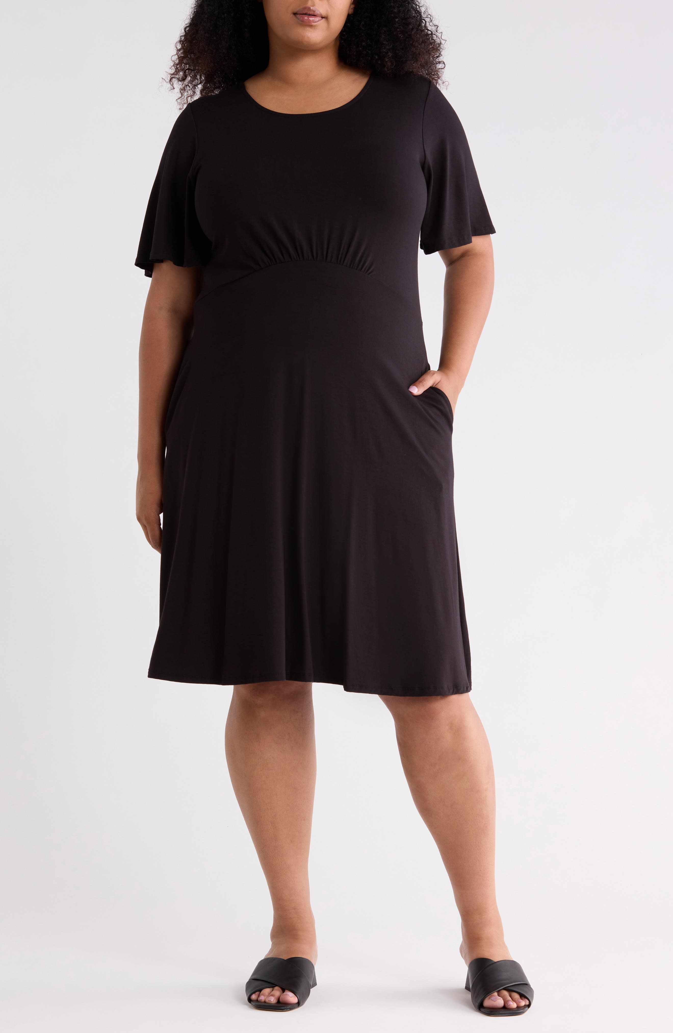 Empire Waist Flutter Sleeve Dress