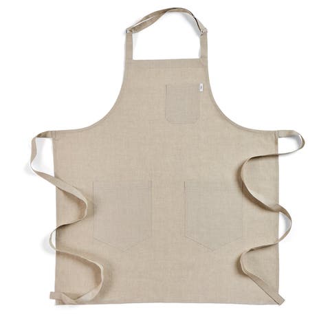 Linen Apron 33 x 30 in for Dining Table, Holiday and Everyday Table Decor - Linen Bib Apron
