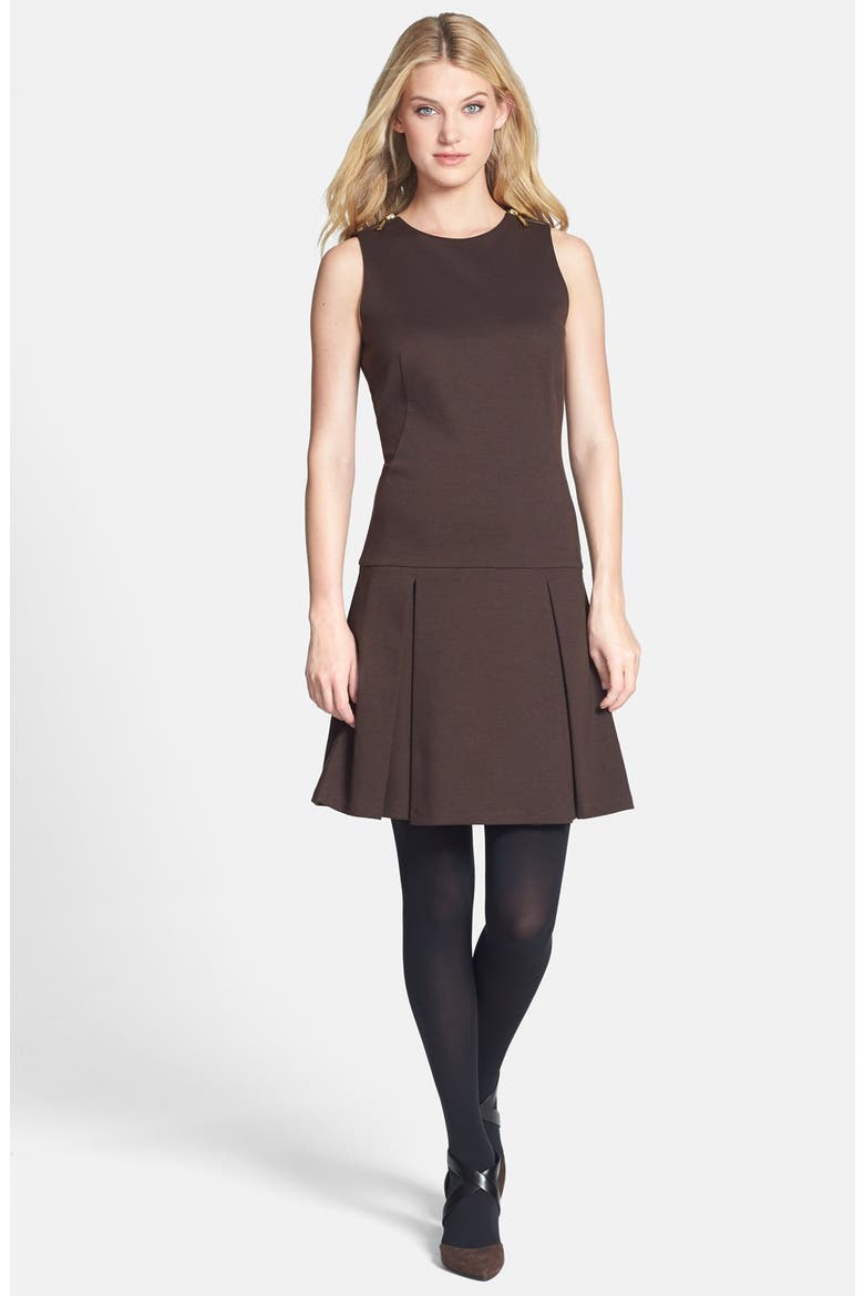 Shoulder Zip Stretch Knit Dress, Alternate, color, CHOCOLATE