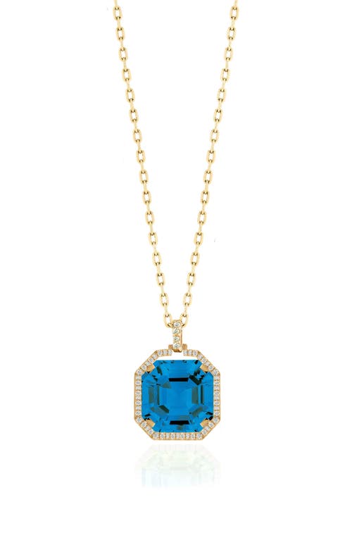 Goshwara Gossip Asscher Cut Stone & Pavé Diamond Pendant Necklace In Blue