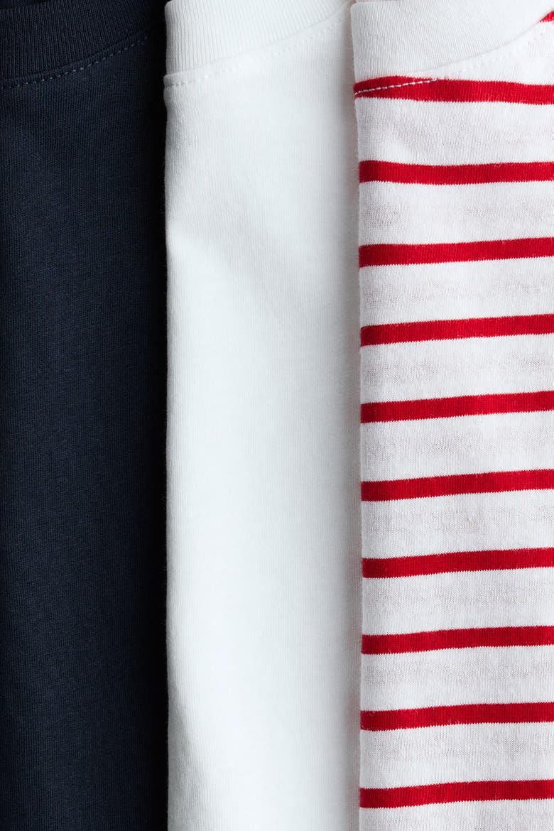3-pack Cotton T-shirts, Alternate, color, Bright red/striped