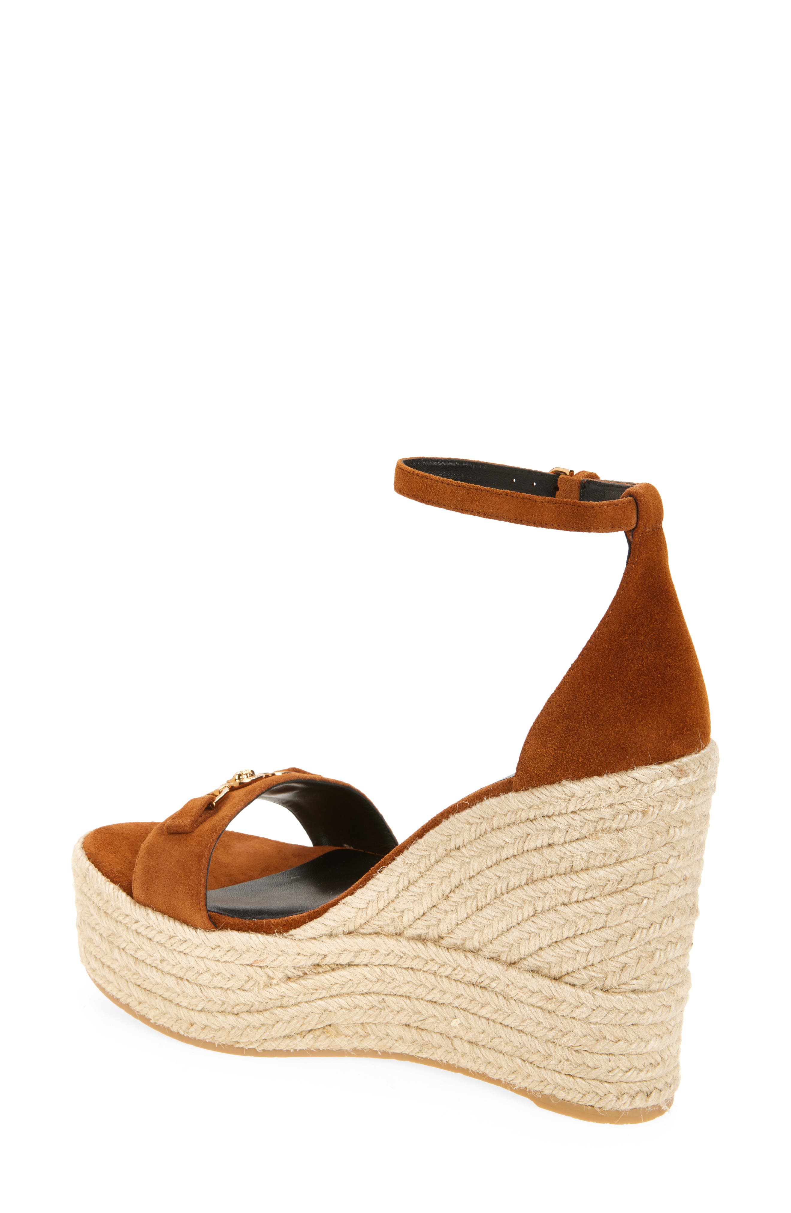 Versace Medusa '95 Suede Espadrille Wedge Sandal, Alternate, color, Spice Brown-Versace Gold