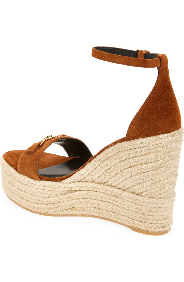 Versace Medusa '95 Suede Espadrille Wedge Sandal, Alternate, color, Spice Brown-Versace Gold