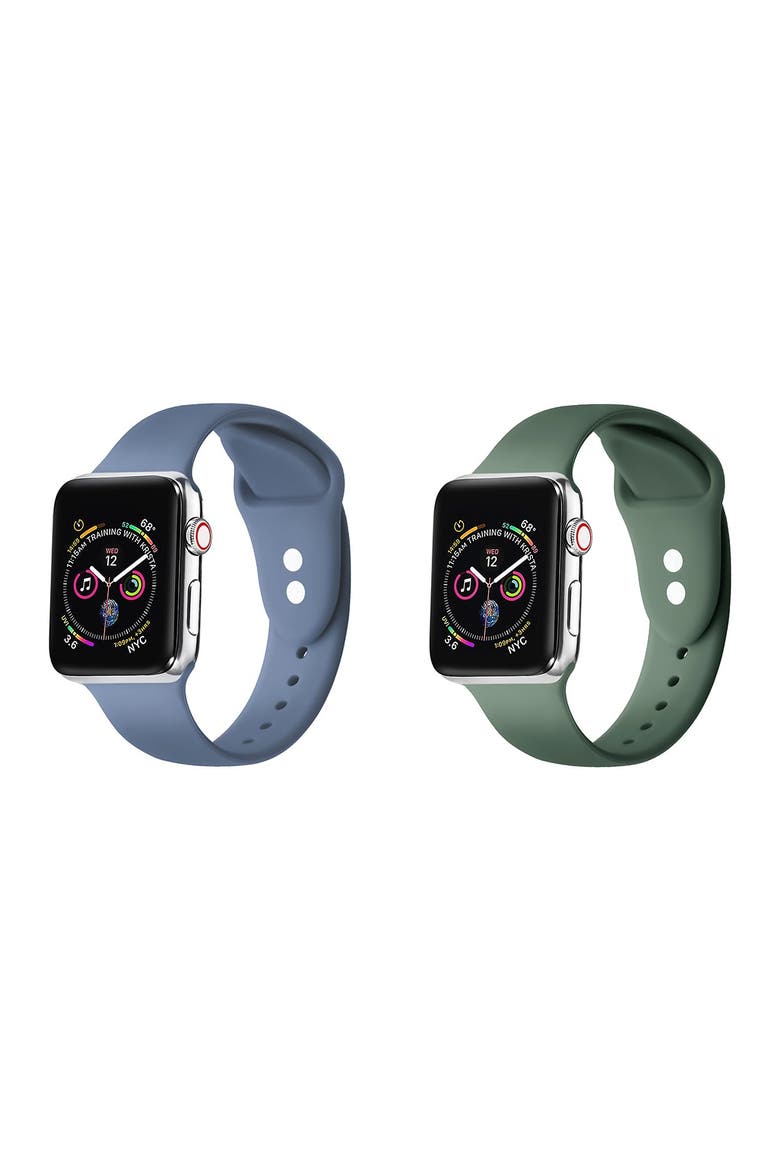 Assorted 2-Pack Silicone Apple Watch® Watchbands, Main, color, BLUE AND GREEN