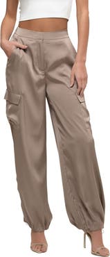 Blu Pepper High Waist Satin Cargo Joggers