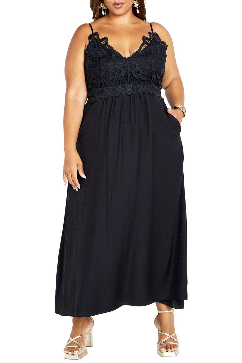 Martina Lace Trim Dress, Main, color, BLACK