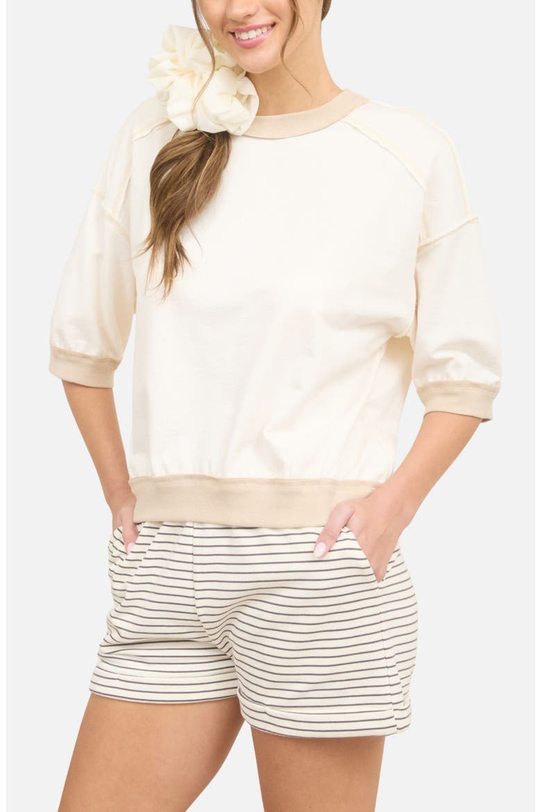 Cotton Blend Knit Top, Main, color, CREAM