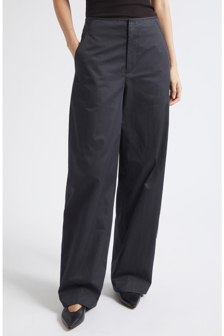 Clean Waist Cotton Pants, Main, color, INK
