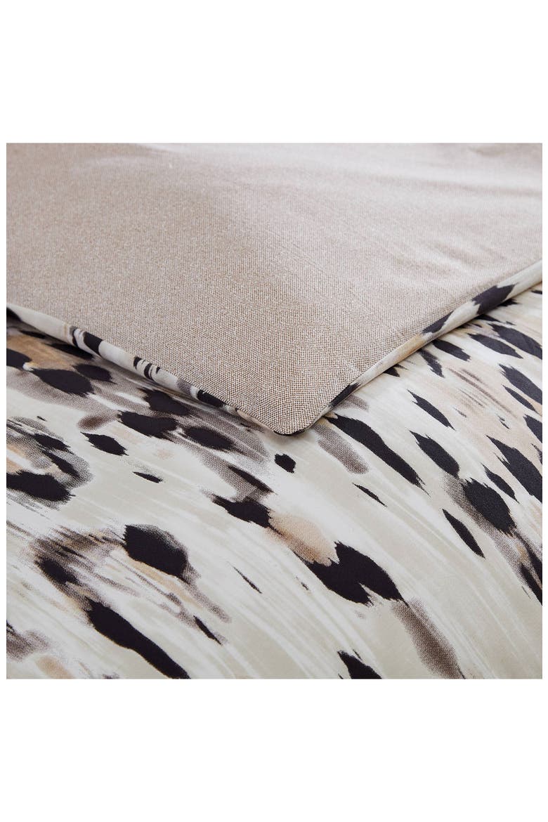 Abstract Leopard Print Cotton Comforter Set, Alternate, color, BROWN