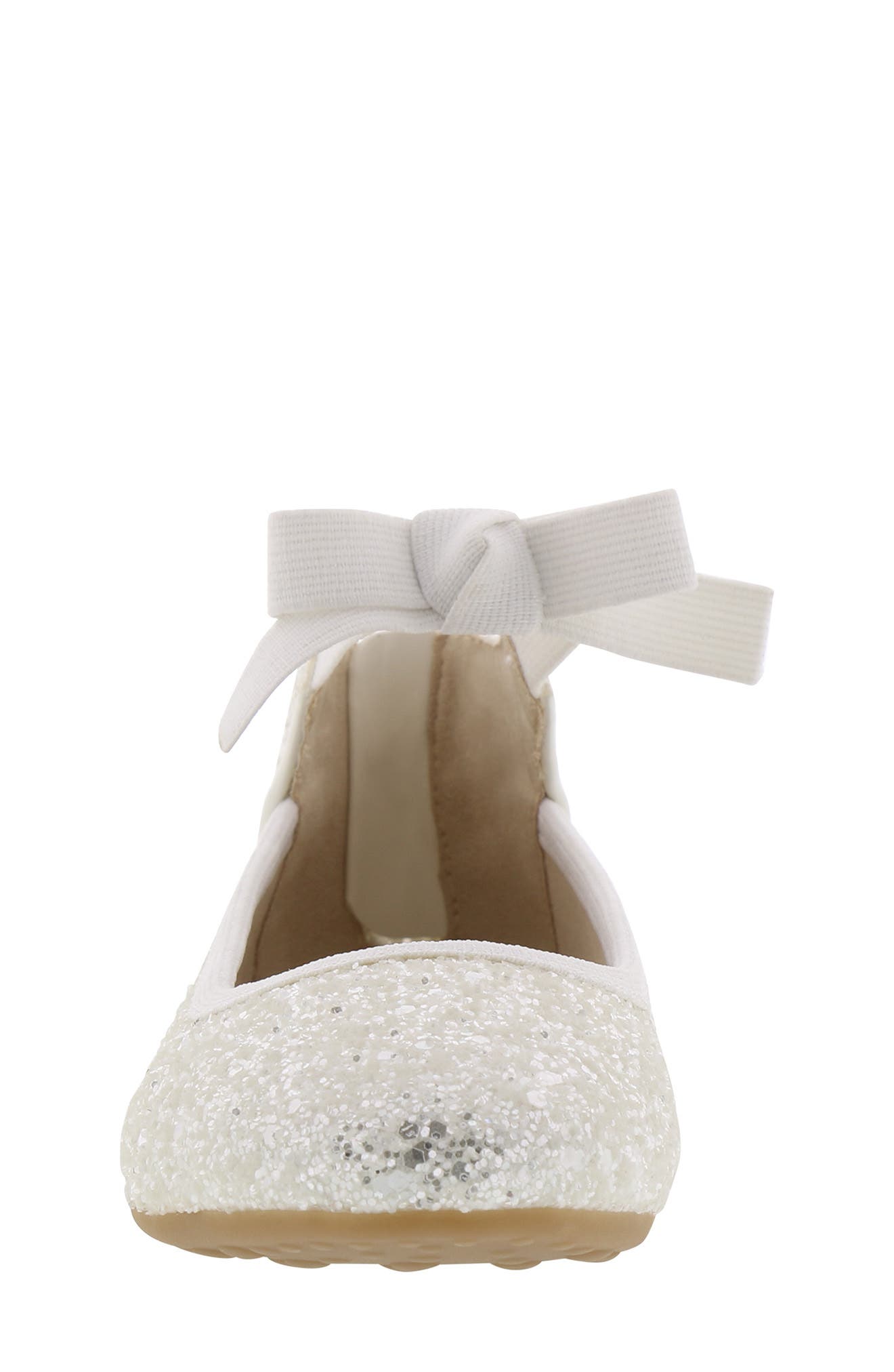 Rose Bow Ballet Flat, Alternate, color, WHITE SUGAR GLITTER